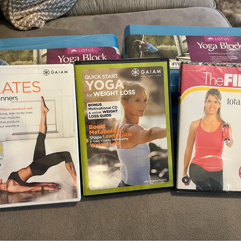Yoga blocks and dvds